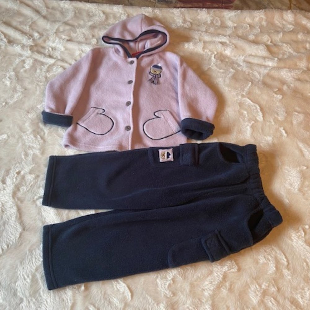 Ragscals 2-Piece Mauve and Blue Fleece Set Girls Size 24 MTHS Vintage